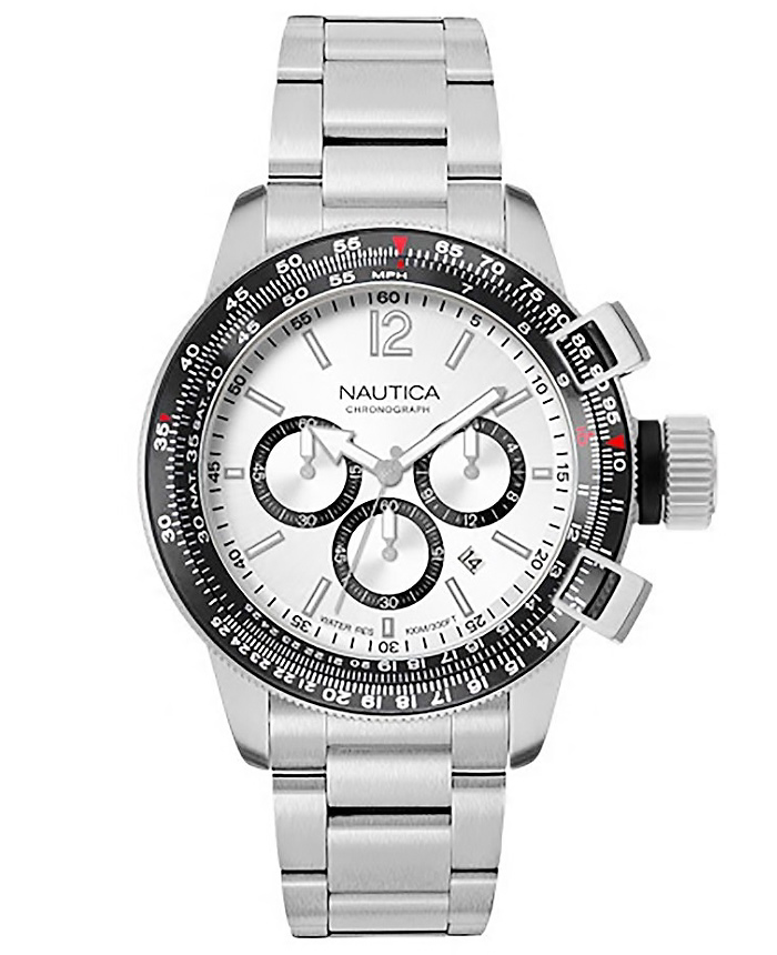 Nautica Pacific Beach Roloi Xronogafos Batarias me Asimi Metalliko Brasele NAPBFCF04