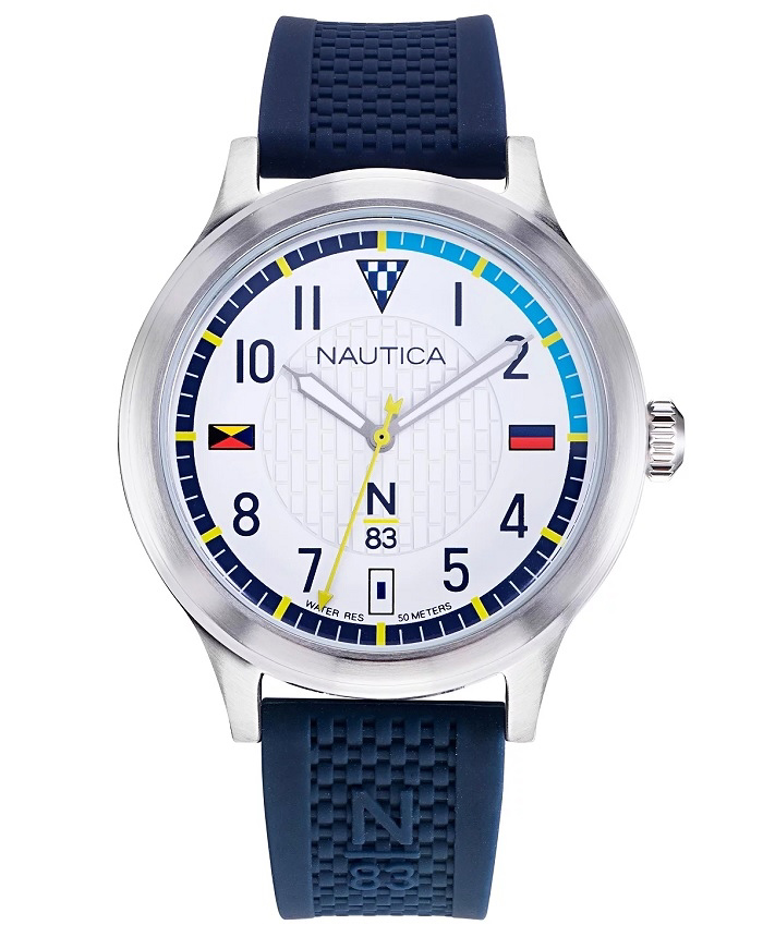 Nautica N83 Crissy Field Roloi Batarias me Ble Kaoutsouk Louraki NAPCFS903