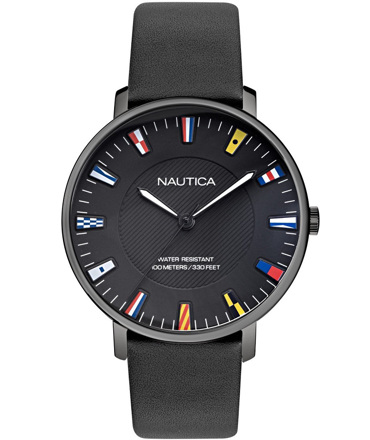 Nautica Ρολόι Μπαταρίας με Μαύρο Δερμάτινο Λουράκι NAPCRF908