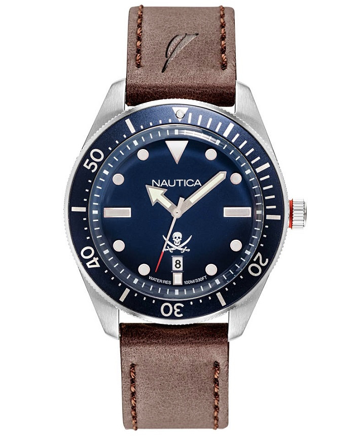 Nautica Hillcrest Roloi Batarias me Kafe Dermatino Louraki NAPHCP902