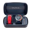 Nautica Pacific Beach Set Roloi Batarias me Ble kai Kokkino Kaoutsouk Louraki NAPPBS164