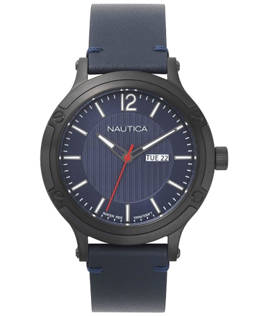 Nautica Porthole Ρολόι Μπαταρίας με Μπλε Δερμάτινο Λουράκι NAPPRH017