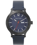 Nautica Porthole Roloi Batarias me Ble Dermatino Louraki NAPPRH017