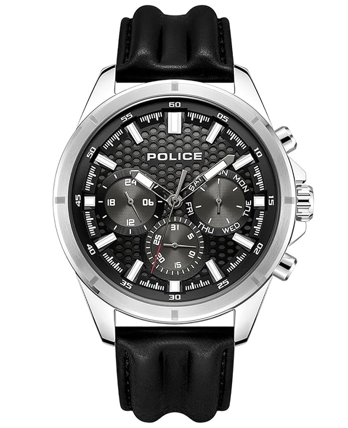 Police Malawi Roloi Xronogafos Batarias me Mavro Dermatino Louraki PEWJF2204101