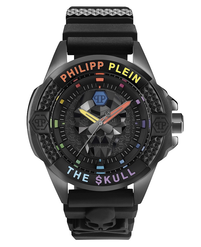 Philipp Plein The Skull Roloi Batarias me Mavro Kaoutsouk Louraki PWAAA0621