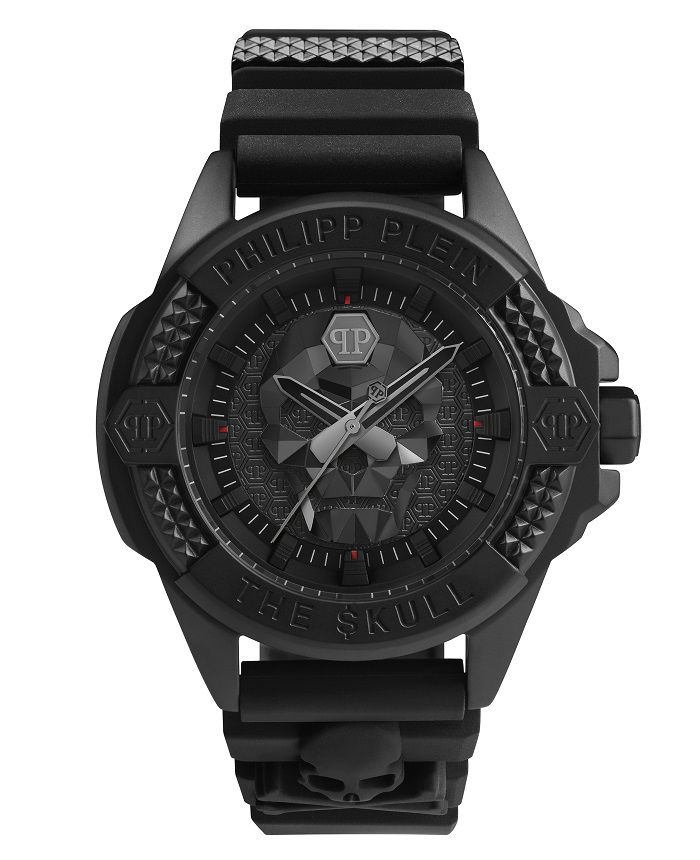 Philipp Plein The Skull Roloi Batarias me Mavro Kaoutsouk Louraki PWAAA0721