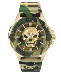 Philipp Plein The Skull Roloi Batarias me Prasino Kaoutsouk Louraki PWAAA0921