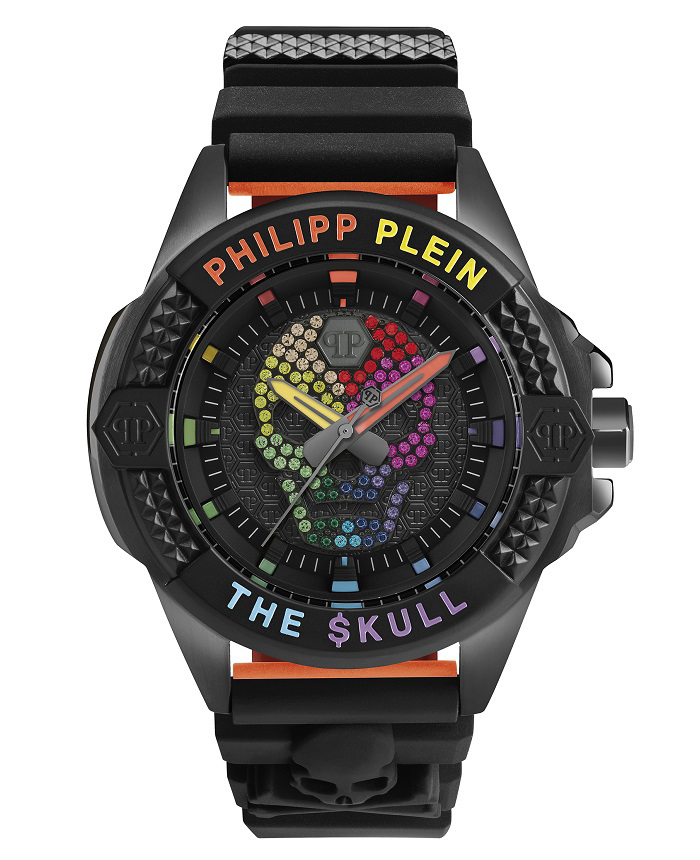 Philipp Plein The Skull Roloi Batarias me Mavro Kaoutsouk Louraki PWAAA1121