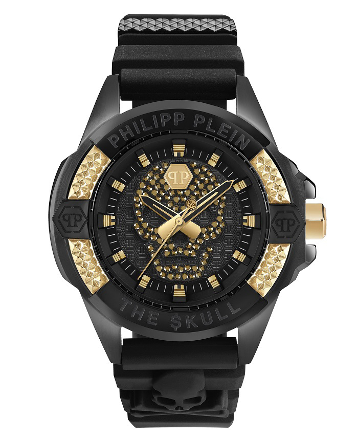 Philipp Plein The Skull Roloi Batarias me Mavro Kaoutsouk Louraki PWAAA1321