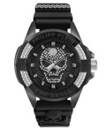 Philipp Plein The Skull Roloi Batarias me Mavro Kaoutsouk Louraki PWAAA1421