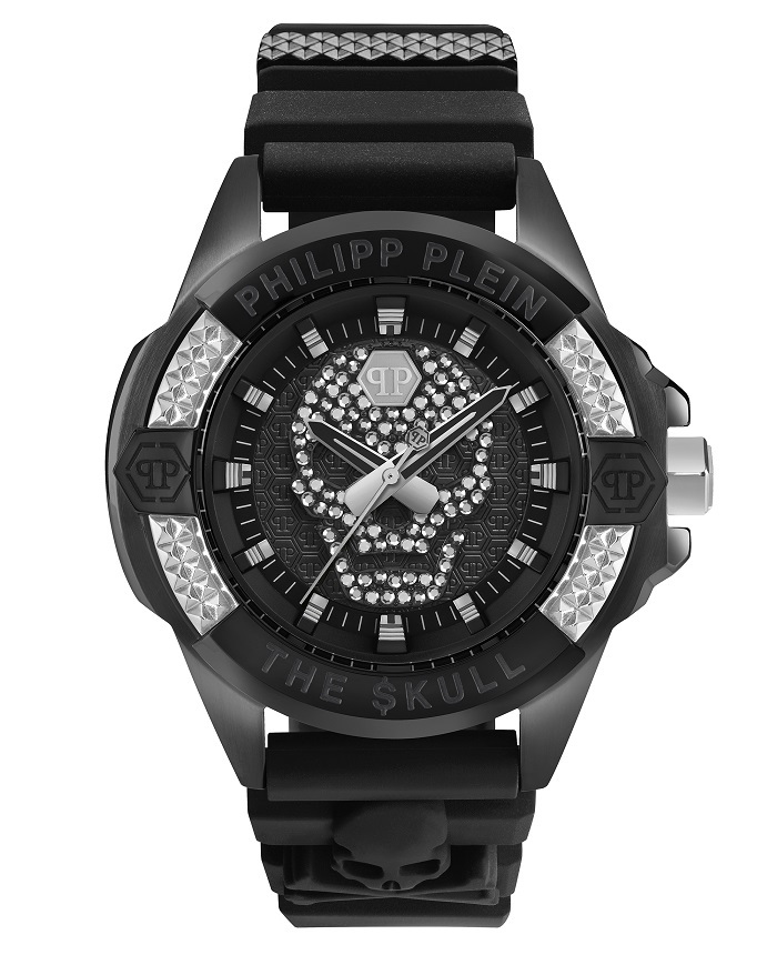 Philipp Plein The Skull Roloi Batarias me Mavro Kaoutsouk Louraki PWAAA1421