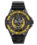 Philipp Plein The Skull Carbon Fiber Roloi Batarias me Mavro Kaoutsouk Louraki PWAAA1922