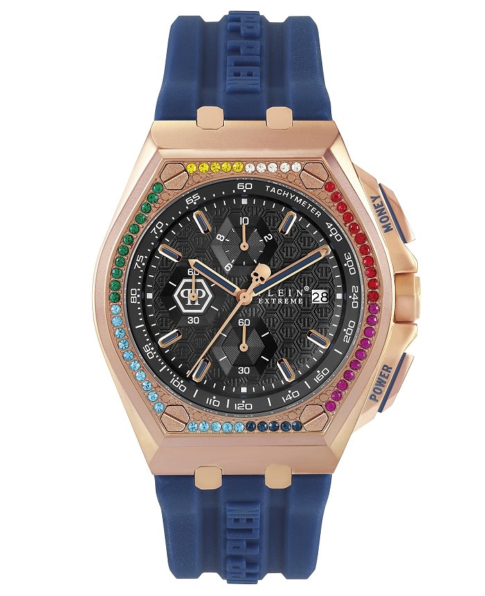 Philipp Plein Extreme Roloi Xronogafos Batarias me Ble Kaoutsouk Louraki PWGAA0321