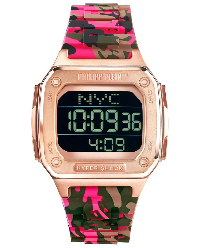 Philipp Plein Hyper Shock Psifiako Roloi Batarias me Poluxromo Kaoutsouk Louraki PWHAA1622
