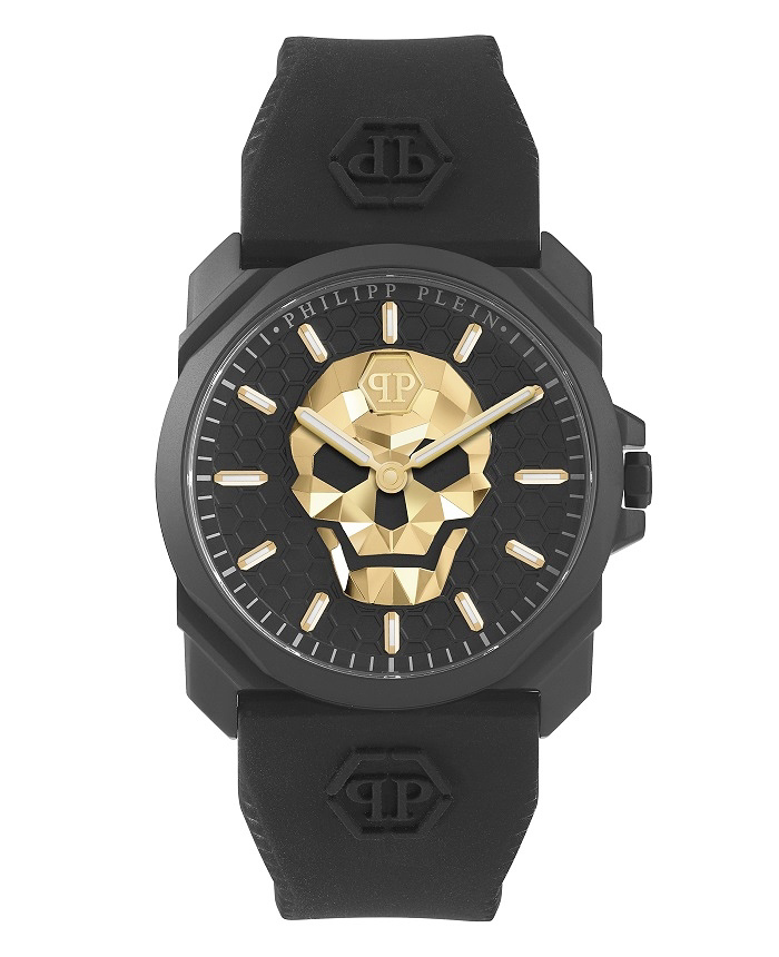Philipp Plein The Skull King Roloi Batarias me Mavro Kaoutsouk Louraki PWLAA0322
