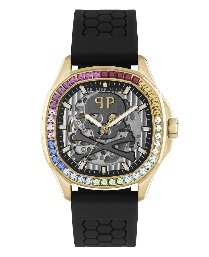 Philipp Plein High-Conic Roloi Aftomato me Mavro Kaoutsouk Louraki PWRAA0523