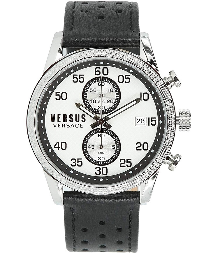 Versus by Versace Shoreditch Roloi Xronogafos Batarias me Mavro Dermatino Louraki S66060016