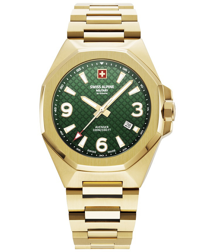 Swiss Alpine Military by Grovana Roloi Batarias me Xruso Metalliko Brasele SAM7005.1114