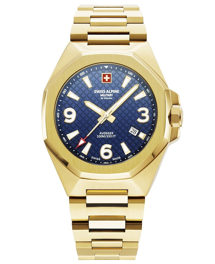 Swiss Alpine Military by Grovana Roloi Batarias me Xruso Metalliko Brasele SAM7005.1115