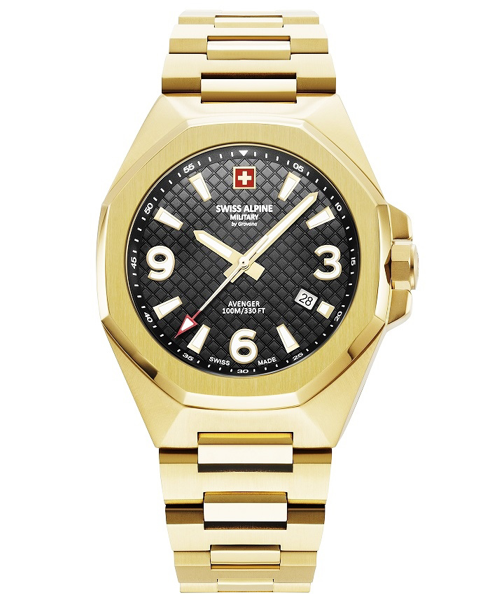 Swiss Alpine Military by Grovana Roloi Batarias me Xruso Metalliko Brasele SAM7005.1117