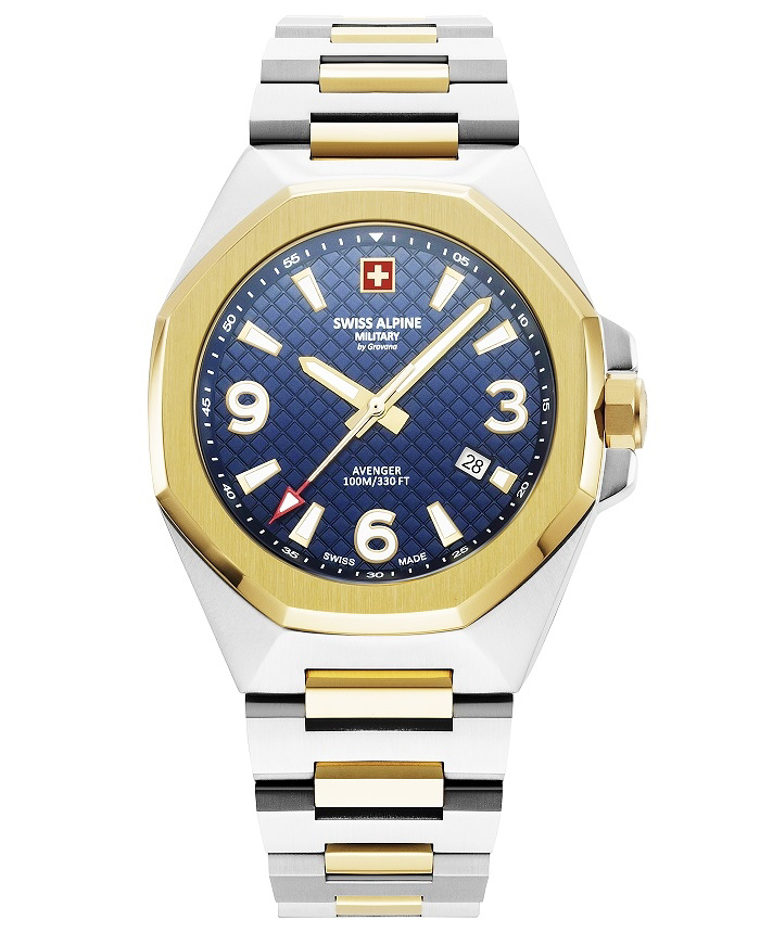 Swiss Alpine Military by Grovana Roloi Batarias me Xruso / Asimi Metalliko Brasele SAM7005.1145