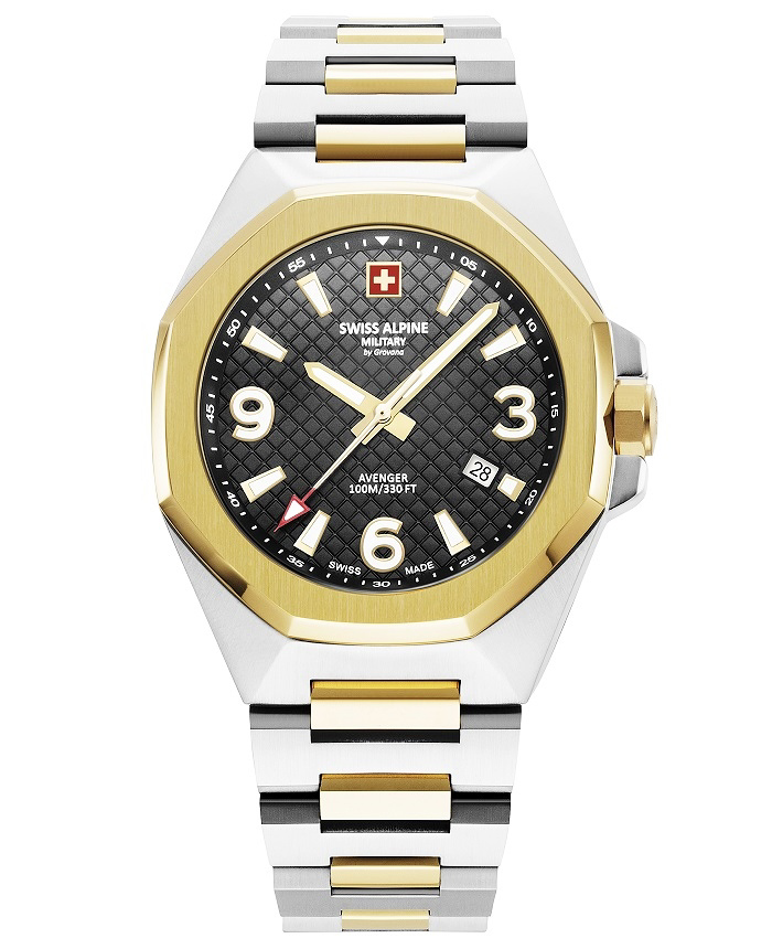Swiss Alpine Military by Grovana Roloi Batarias me Xruso / Asimi Metalliko Brasele SAM7005.1147