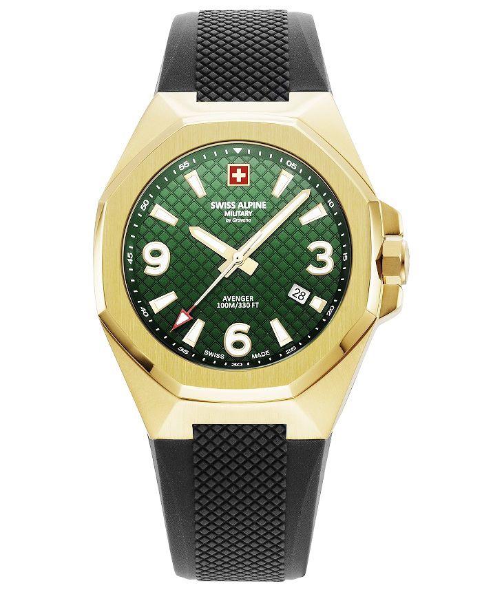 Swiss Alpine Military by Grovana Roloi Batarias me Mavro Kaoutsouk Louraki SAM7005.1814