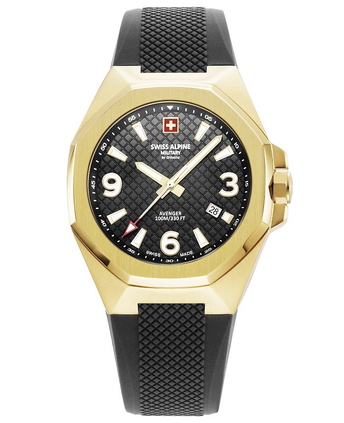 Swiss Alpine Military by Grovana Roloi Batarias me Mavro Kaoutsouk Louraki SAM7005.1817