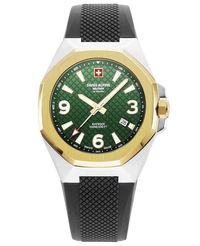 Swiss Alpine Military by Grovana Roloi Batarias me Mavro Kaoutsouk Louraki SAM7005.1844