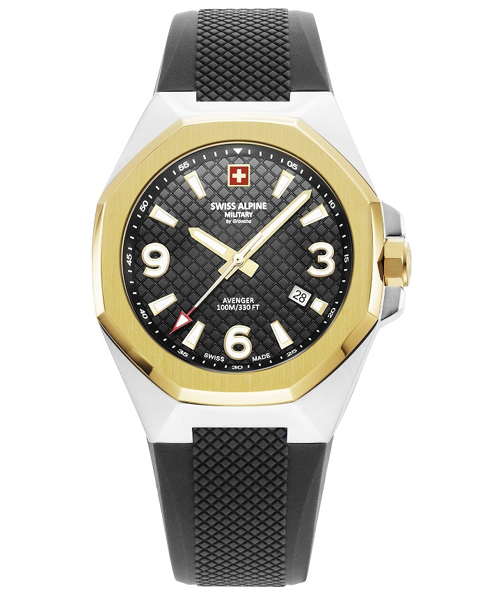 Swiss Alpine Military by Grovana Roloi Batarias me Mavro Kaoutsouk Louraki SAM7005.1847