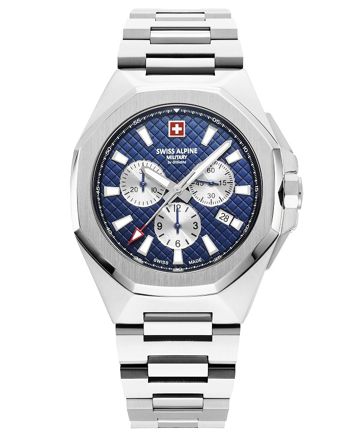Swiss Alpine Military by Grovana Roloi Xronogafos Batarias me Asimi Metalliko Brasele SAM7005.9135