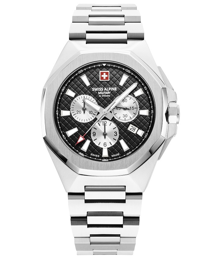 Swiss Alpine Military by Grovana Roloi Xronogafos Batarias me Asimi Metalliko Brasele SAM7005.9137