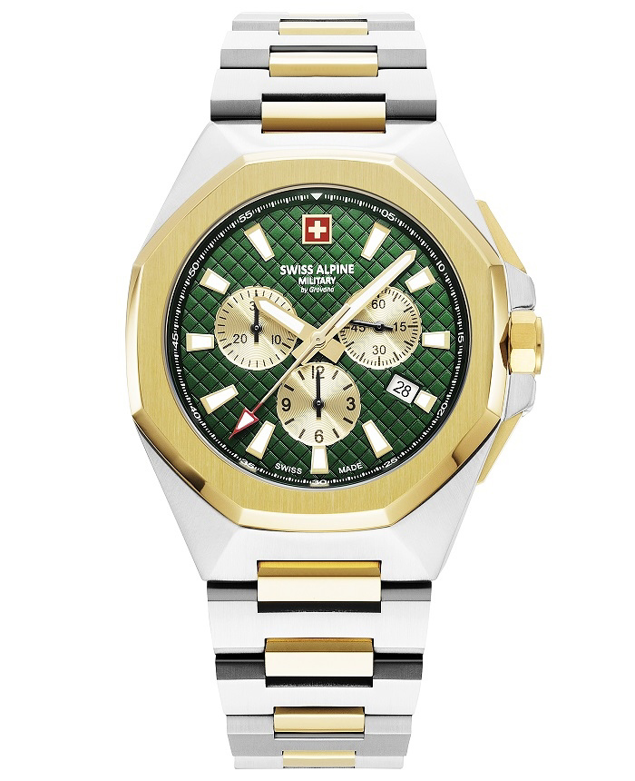 Swiss Alpine Military by Grovana Roloi Batarias me Xruso / Asimi Metalliko Brasele SAM7005.9144