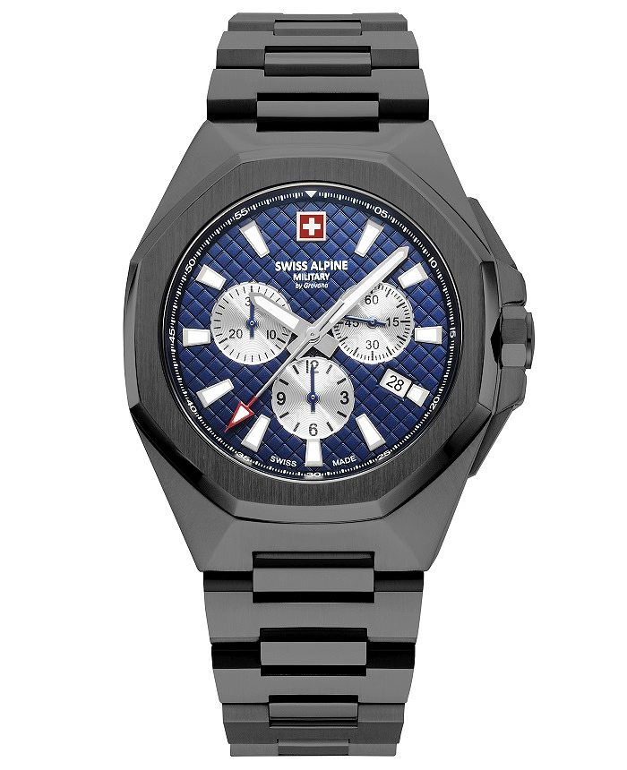 Swiss Alpine Military by Grovana Roloi Xronogafos Batarias me Mavro Metalliko Brasele SAM7005.9175