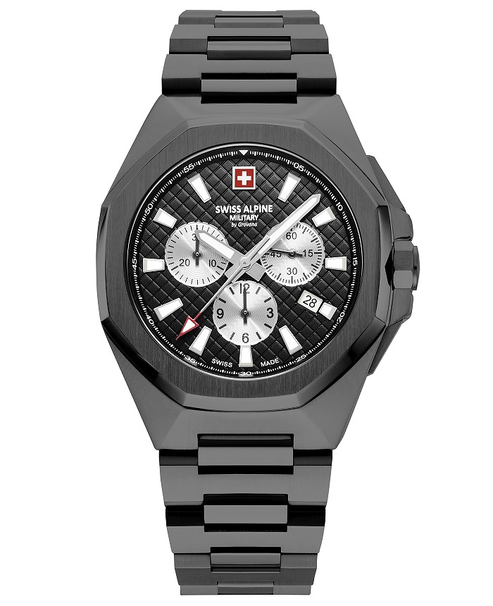 Swiss Alpine Military by Grovana Roloi Xronogafos Batarias me Mavro Metalliko Brasele SAM7005.9177