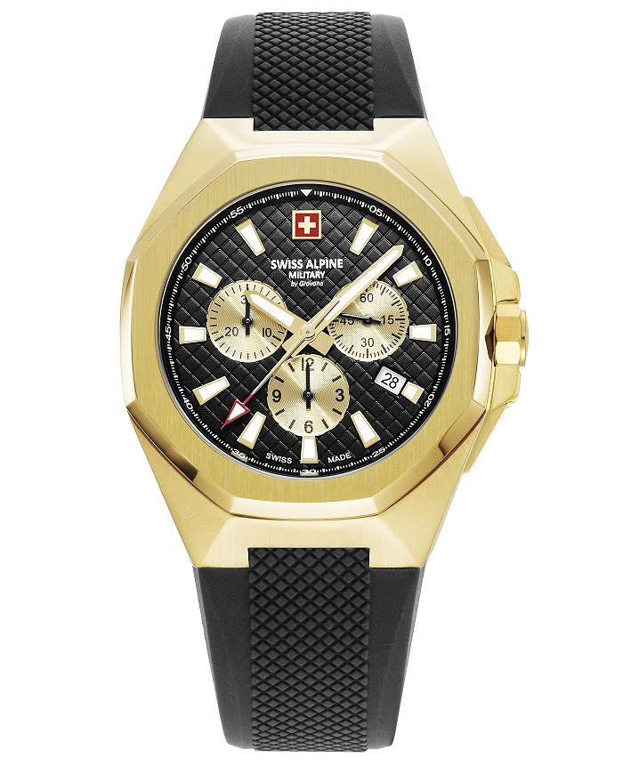 Swiss Alpine Military by Grovana Roloi Batarias me Mavro Kaoutsouk Louraki SAM7005.9817