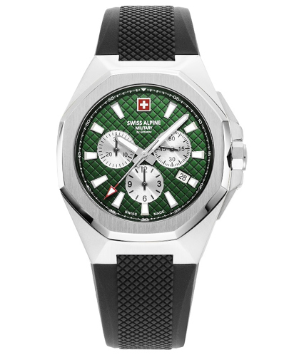 Swiss Alpine Military by Grovana Ρολόι Χρονογράφος Μπαταρίας με Μαύρο Καουτσούκ Λουράκι SAM7005.9834