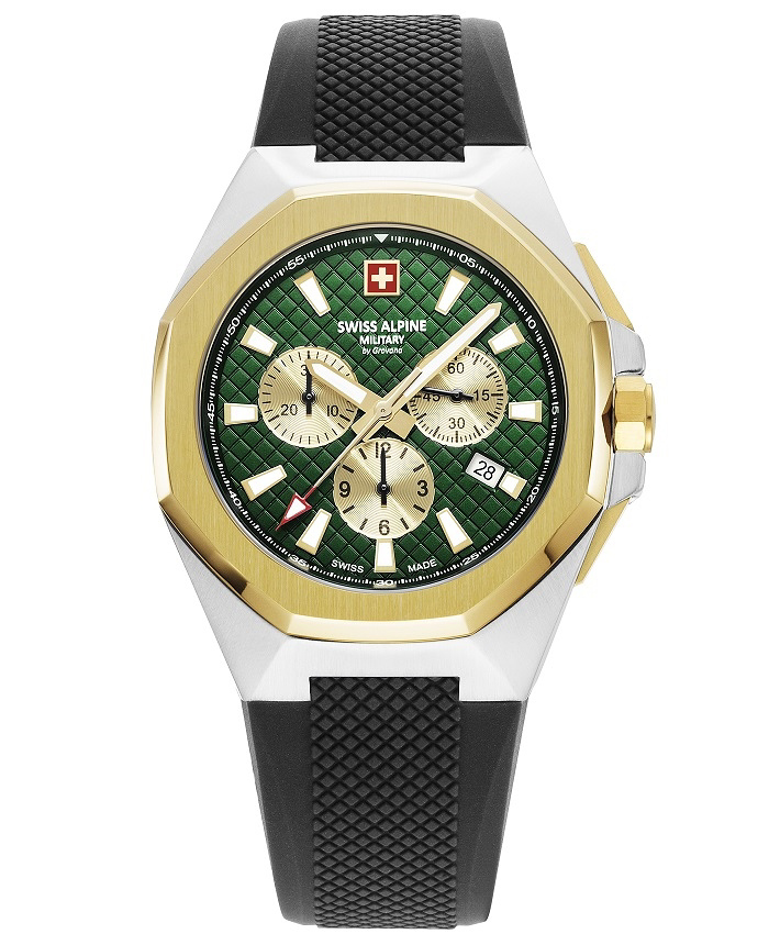 Swiss Alpine Military by Grovana Roloi Xronogafos Batarias me Mavro Kaoutsouk Louraki SAM7005.9844
