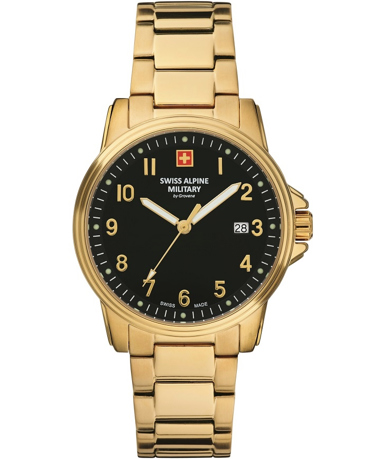 Swiss Alpine Military by Grovana Ρολόι Μπαταρίας με Χρυσό Μεταλλικό Μπρασελέ SAM7011.1117