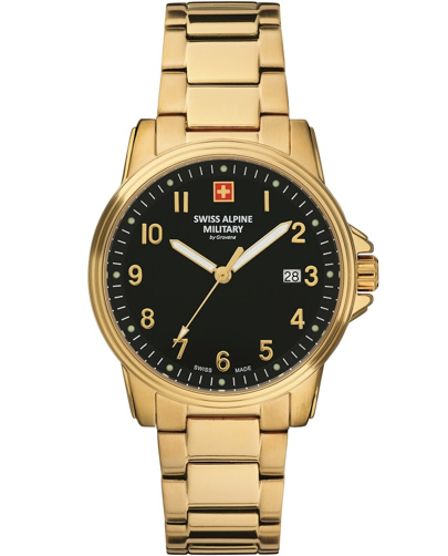 Swiss Alpine Military by Grovana Ρολόι Μπαταρίας με Χρυσό Μεταλλικό Μπρασελέ SAM7011.1117