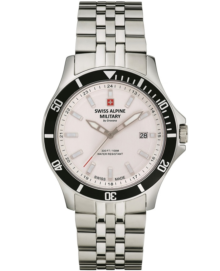 Swiss Alpine Military by Grovana Roloi Batarias me Asimi Metalliko Brasele SAM7022.1132