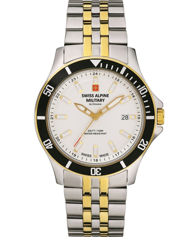 Swiss Alpine Military by Grovana Ρολόι Μπαταρίας με Χρυσό / Ασημί Μεταλλικό Μπρασελέ SAM7022.1142