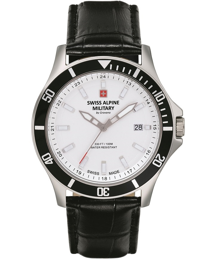 Swiss Alpine Military by Grovana Roloi Batarias me Mavro Dermatino Louraki SAM7022.1532