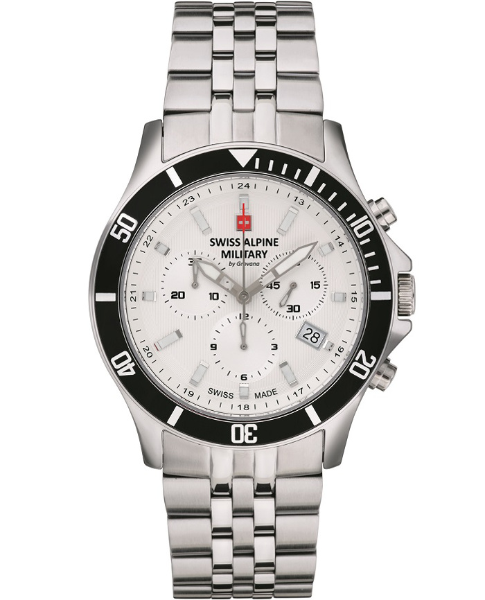 Swiss Alpine Military by Grovana Roloi Xronogafos Batarias me Asimi Metalliko Brasele SAM7022.9132