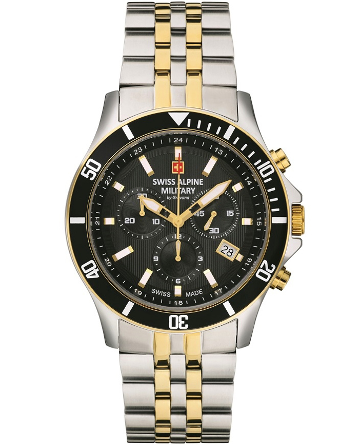 Swiss Alpine Military by Grovana Roloi Xronogafos Batarias me Xruso / Asimi Metalliko Brasele SAM7022.9147