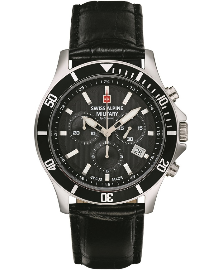 Swiss Alpine Military by Grovana Roloi Xronogafos Batarias me Mavro Dermatino Louraki SAM7022.9537