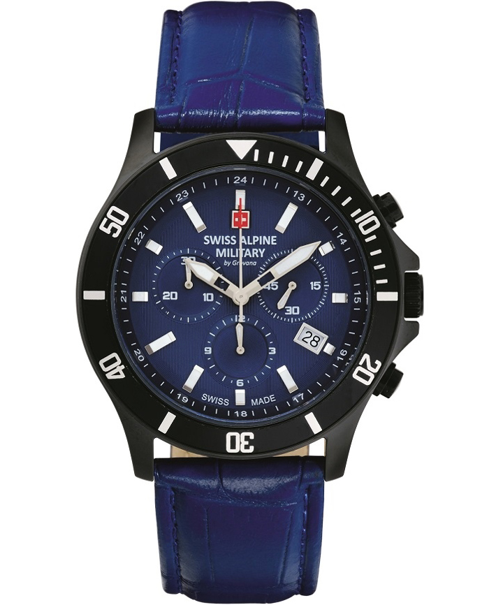 Swiss Alpine Military by Grovana Roloi Xronogafos Batarias me Ble Dermatino Louraki SAM7022.9575
