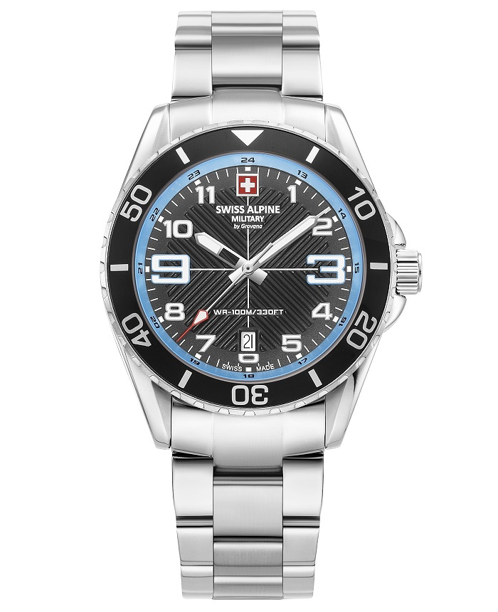 Swiss Alpine Military by Grovana Roloi Batarias me Asimi Metalliko Brasele SAM7029.1131