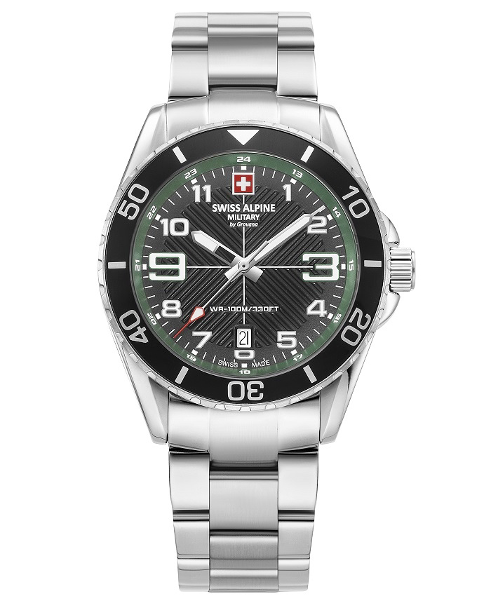 Swiss Alpine Military by Grovana Roloi Batarias me Asimi Metalliko Brasele SAM7029.1134