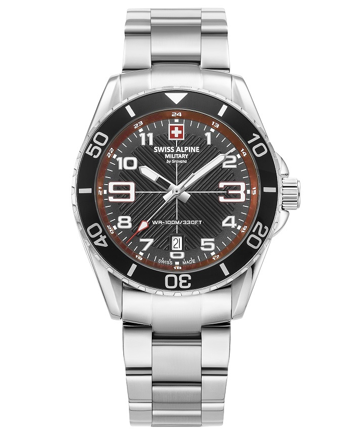 Swiss Alpine Military by Grovana Roloi Batarias me Asimi Metalliko Brasele SAM7029.1136